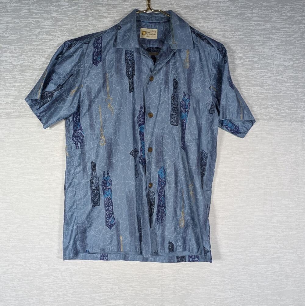 Vintage Stan Hicks Hawaiian Shirt Mens Medium Button Up Shirt All Over Print